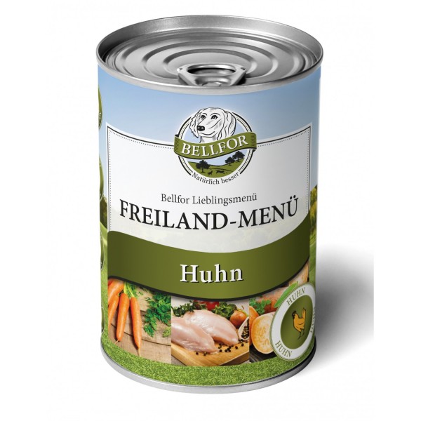 Nassfutter mit Huhn -Freiland Menü- 400g